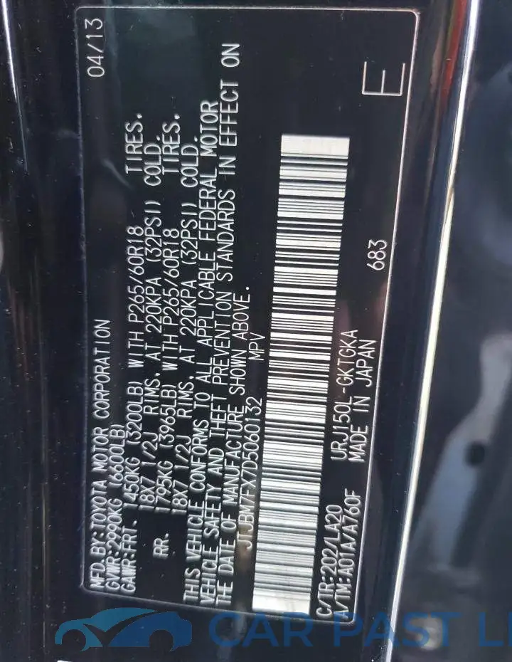 JTJBM7FX7D5060132# 10
