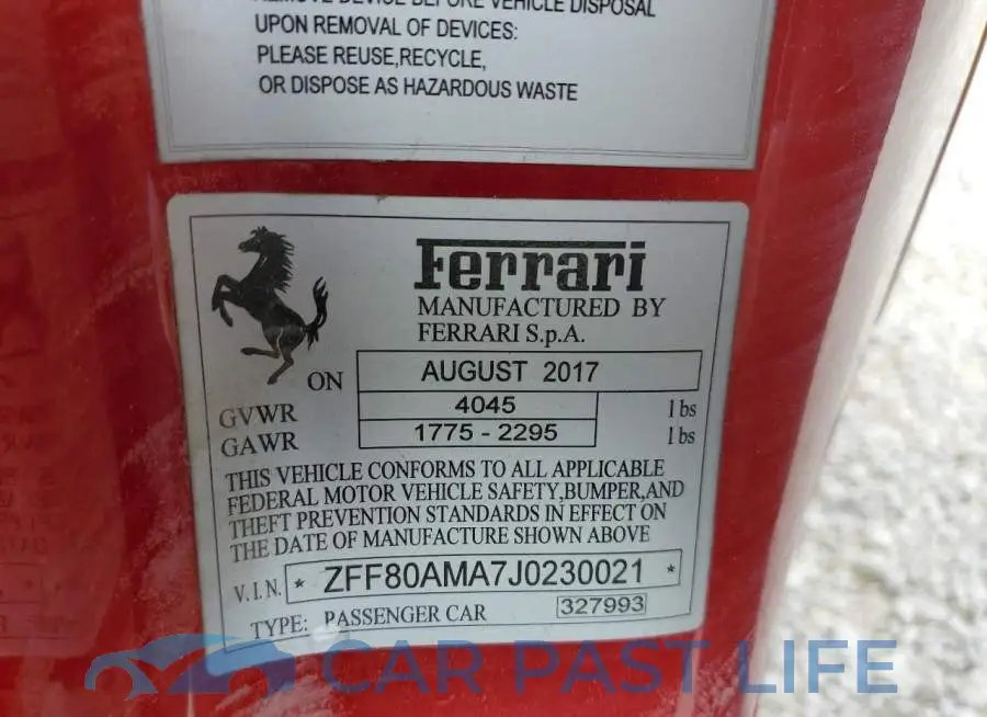 ZFF80AMA7J0230021# 10