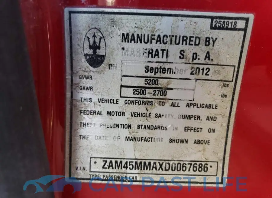 ZAM45MMAXD0067686# 10