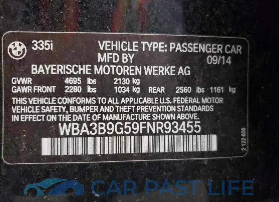 WBA3B9G59FNR93455# 10