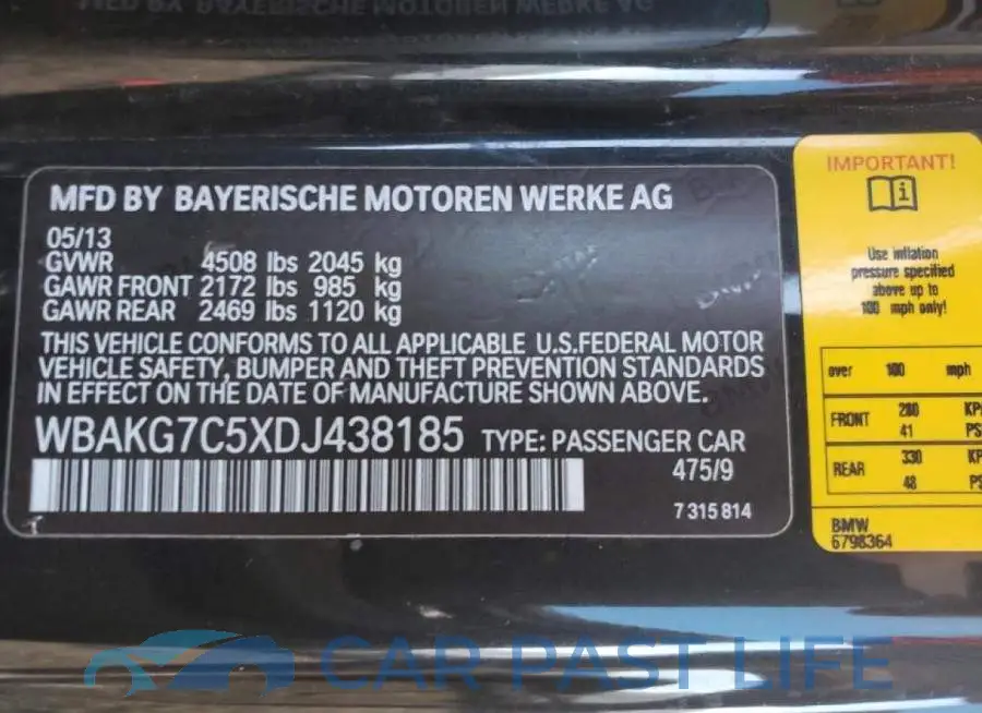 WBAKG7C5XDJ438185# 12