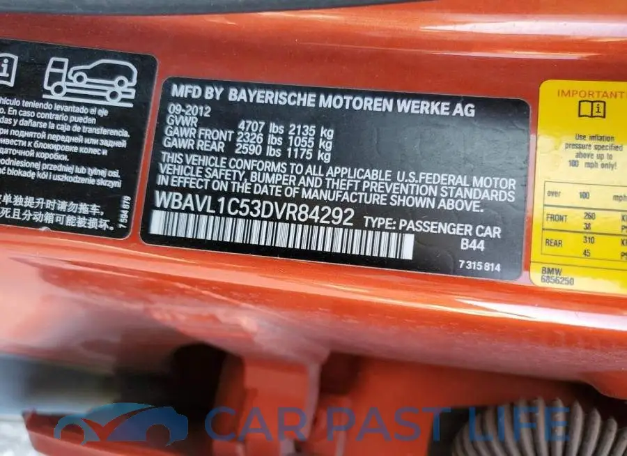 WBAVL1C53DVR84292# 10