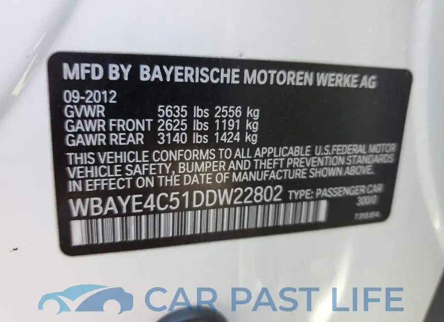 WBAYE4C51DDW22802# 12