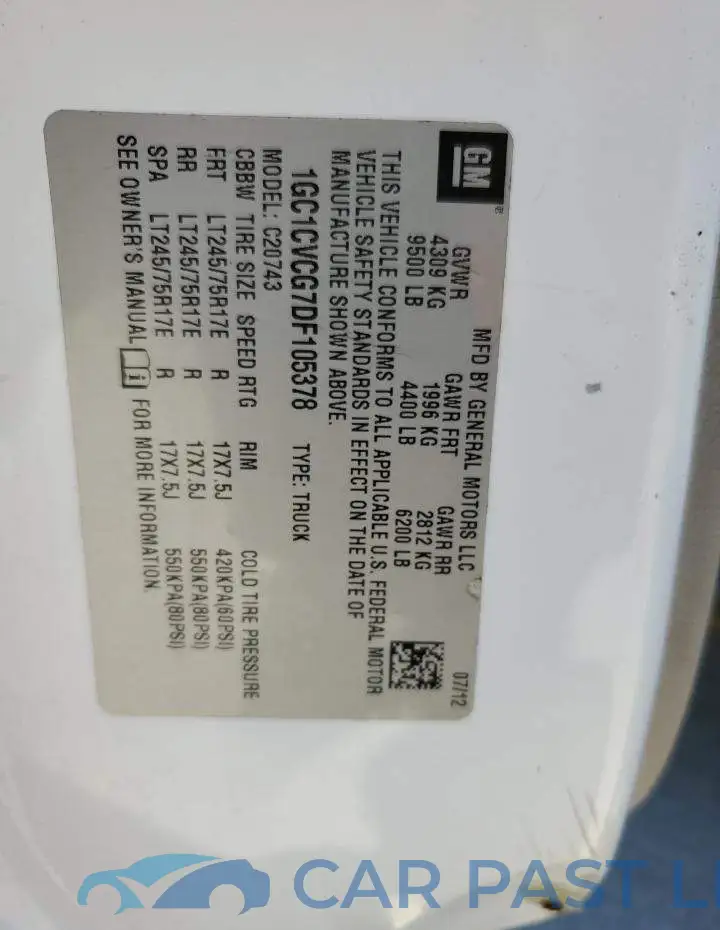 1GC1CVCG7DF105378# 10