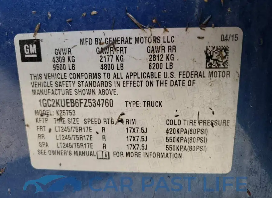 1GC2KUEB6FZ534760# 12