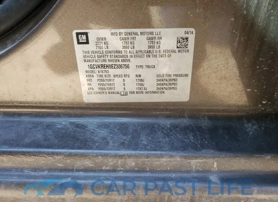 1GCVKREH8EZ306756# 10