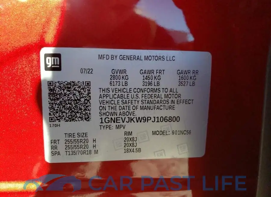1GNEVJKW9PJ106800# 10