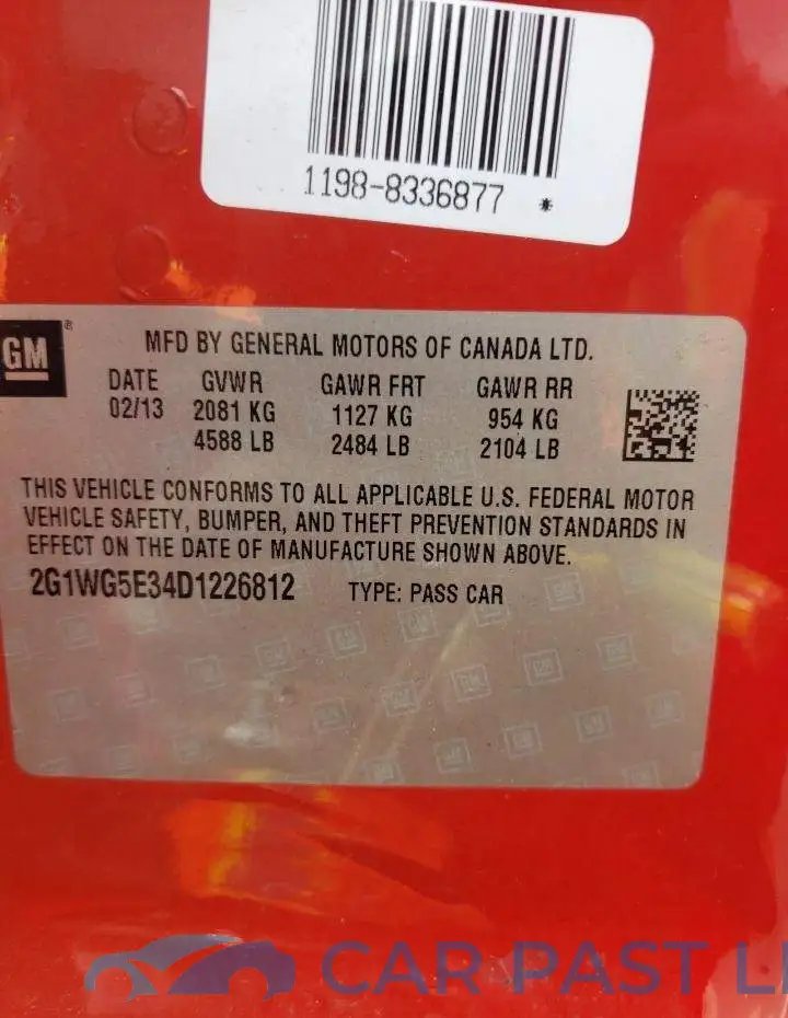 2G1WG5E34D1226812# 10