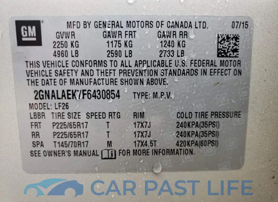 2GNALAEK7F6430854# 10