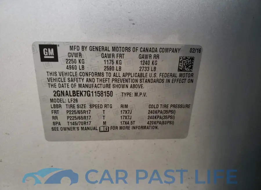 2GNALBEK7G1158150# 10