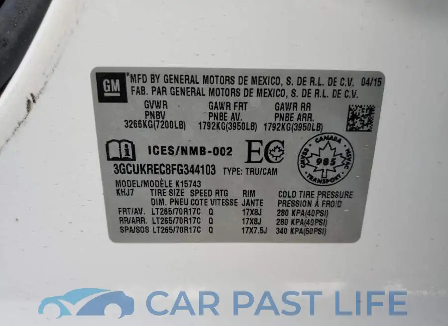 3GCUKREC8FG344103# 12