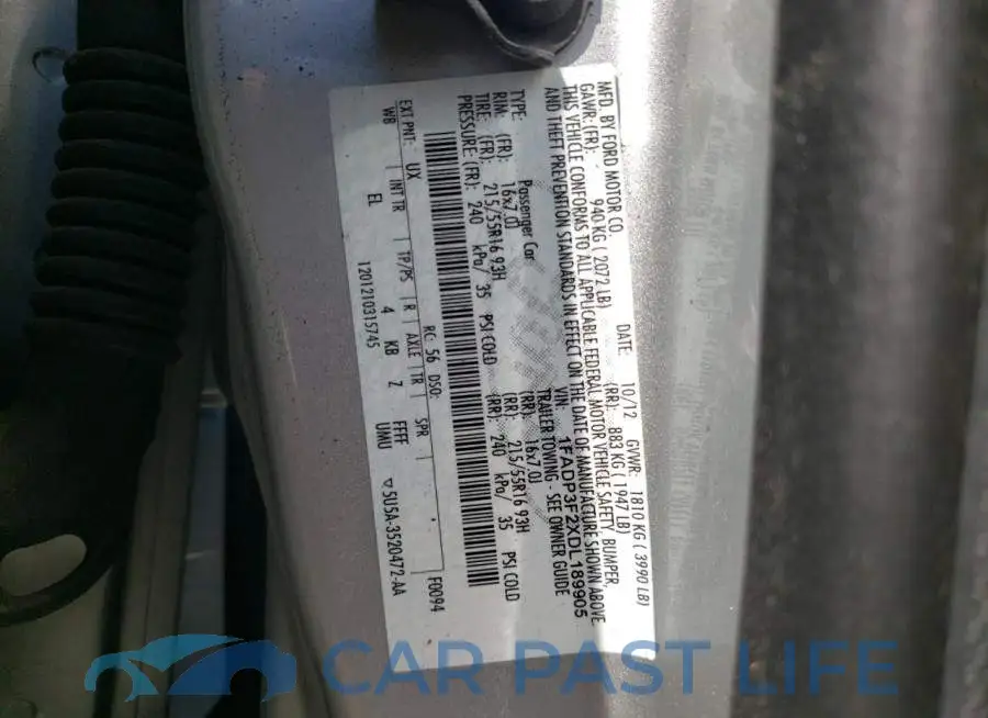 1FADP3F2XDL189905# 10
