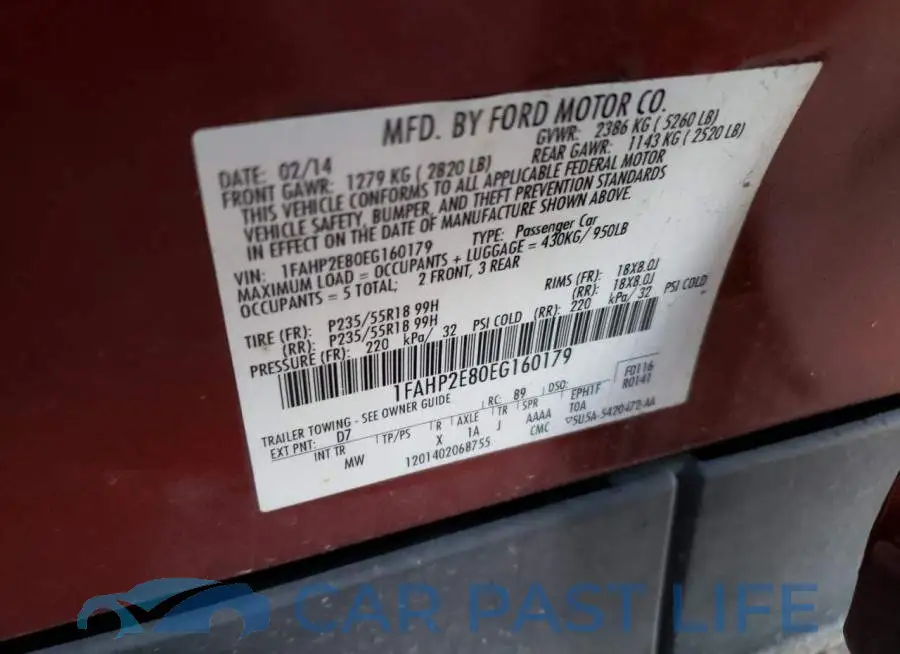 1FAHP2E80EG160179# 10