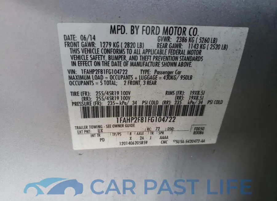 1FAHP2F81FG104722# 10