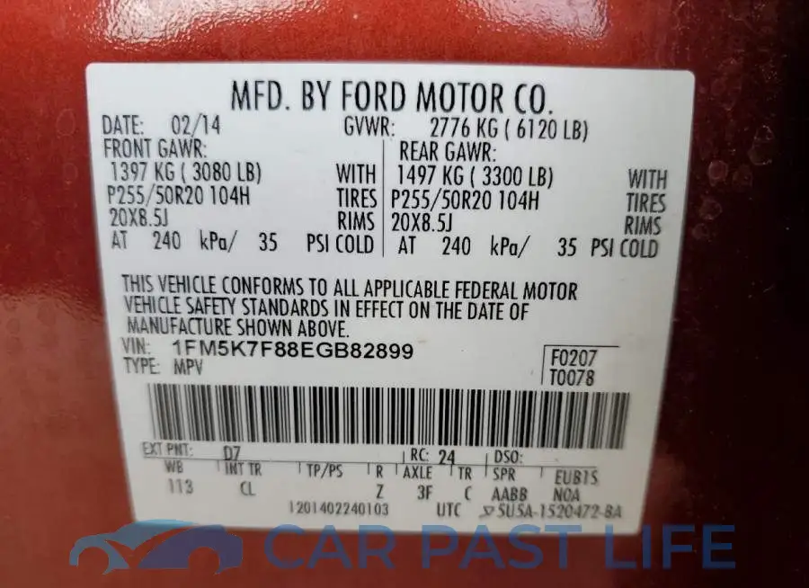 1FM5K7F88EGB82899# 10
