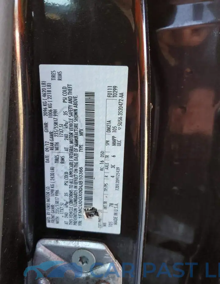 1FMCU0GX0DUB10366# 13