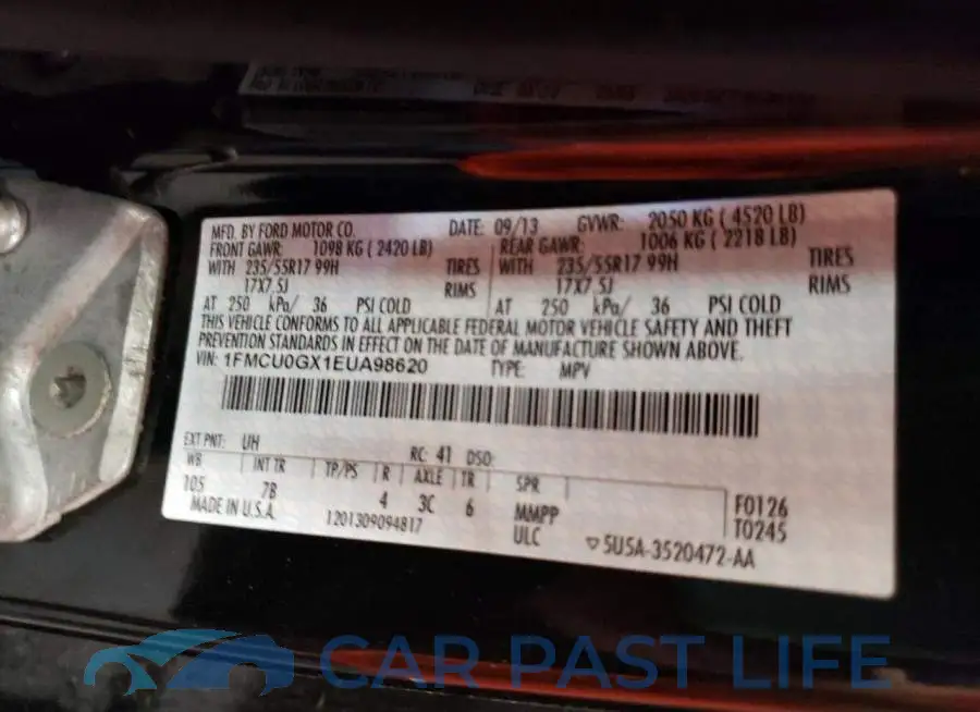 1FMCU0GX1EUA98620# 10