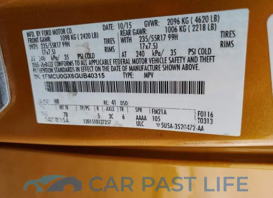 1FMCU0GX6GUB40315# 13