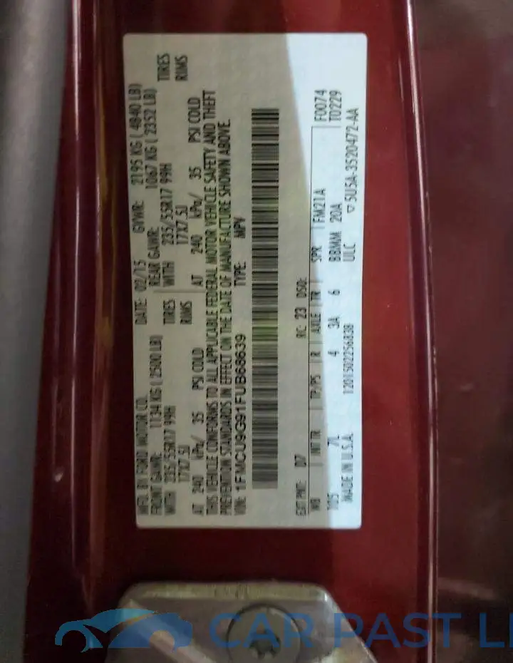 1FMCU9G91FUB68639# 10