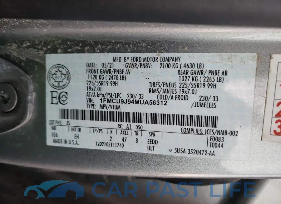1FMCU9J94MUA56312# 14