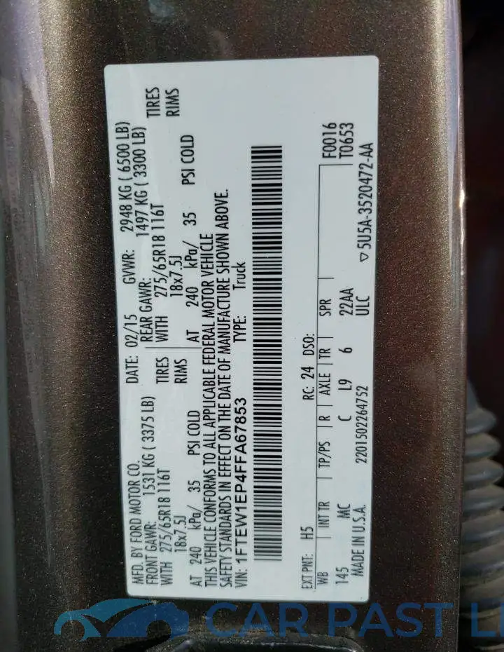 1FTEW1EP4FFA67853# 10