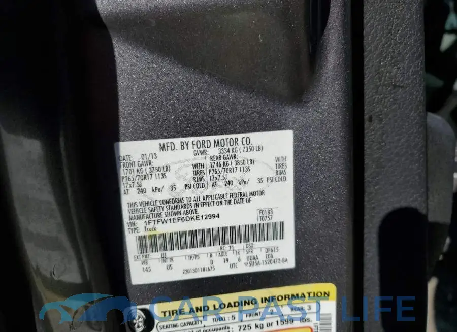 1FTFW1EF6DKE12994# 13