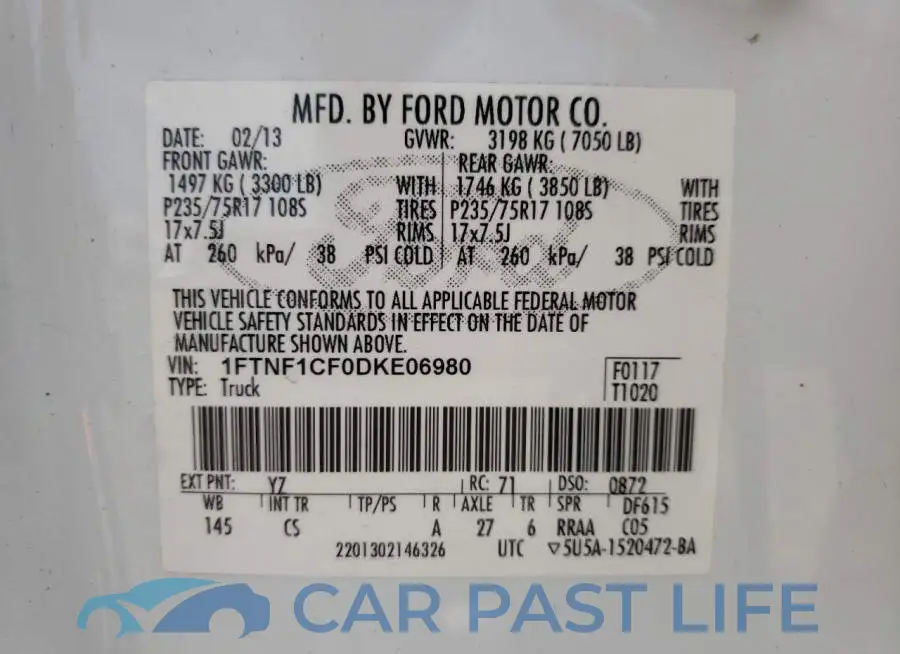 1FTNF1CF0DKE06980# 10