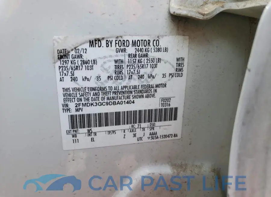 2FMDK3GC9DBA01404# 10