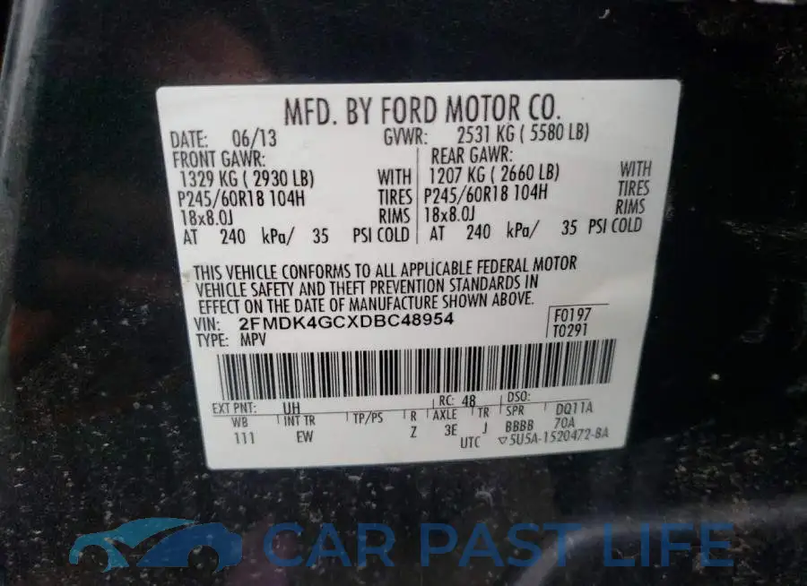 2FMDK4GCXDBC48954# 10