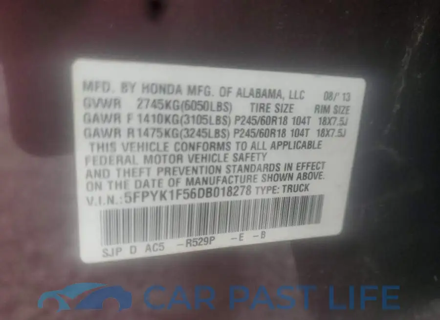 5FPYK1F56DB018278# 10