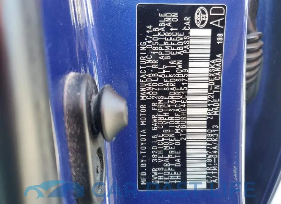 2T1BURHE4EC151759# 12