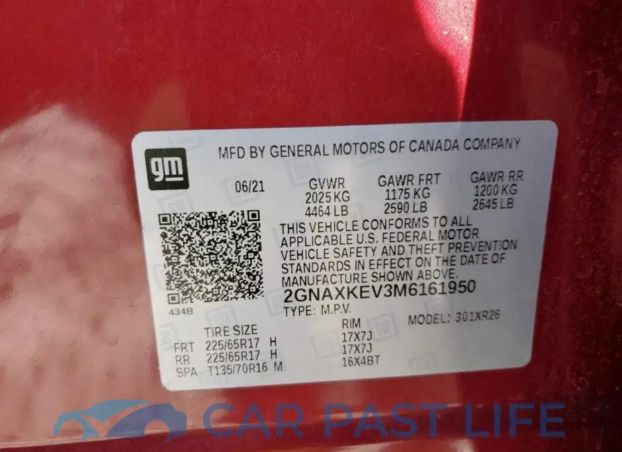 2GNAXKEV3M6161950# 10