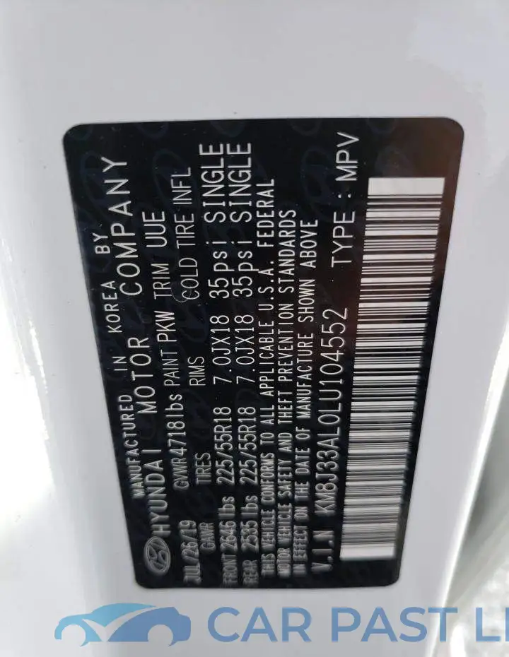 KM8J33AL0LU104552# 10