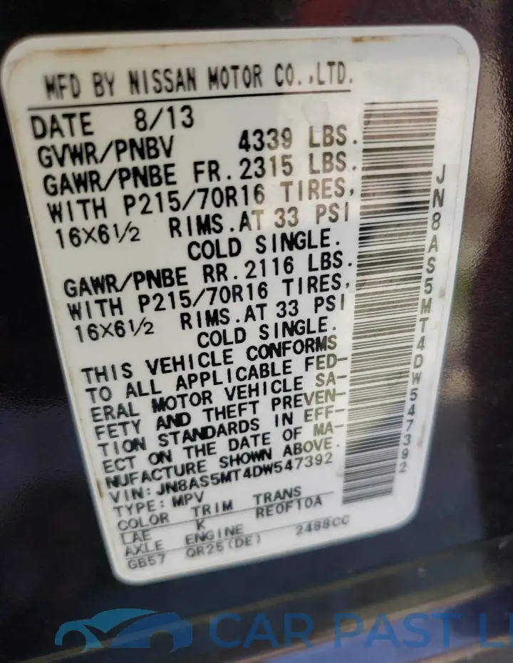 JN8AS5MT4DW547392# 10