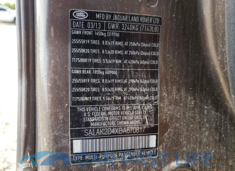 SALAK2D4XDA670817# 10