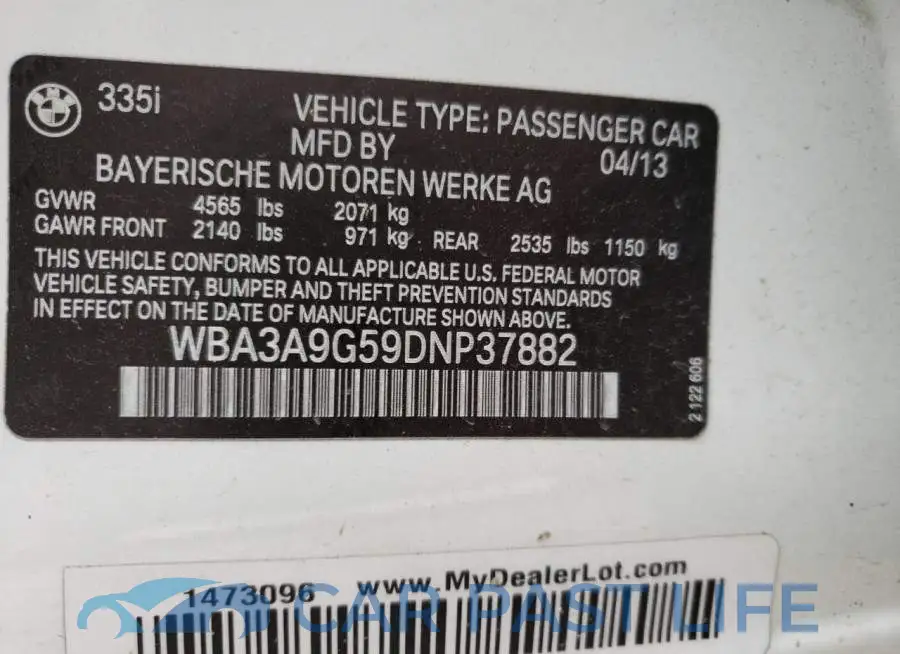 WBA3A9G59DNP37882# 10