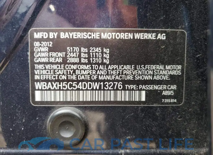 WBAXH5C54DDW13276# 10