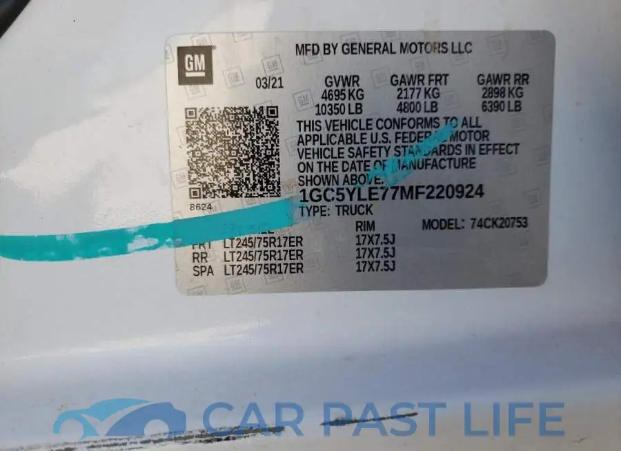 1GC5YLE77MF220924# 10
