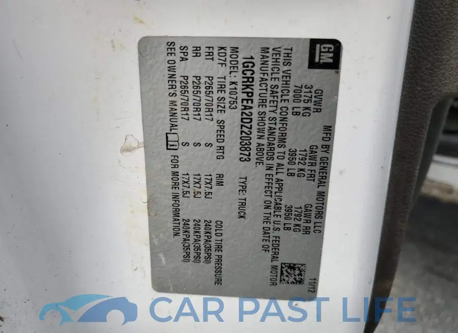1GCRKPEA2DZ203873# 10