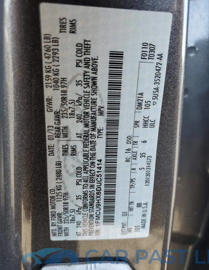 1FMCU9HX6DUC51414# 10