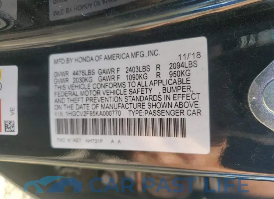 1HGCV2F95KA000770# 10