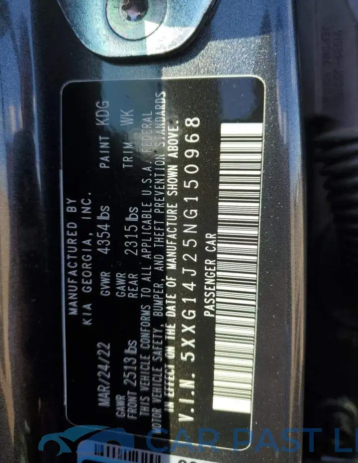 5XXG14J25NG150968# 10