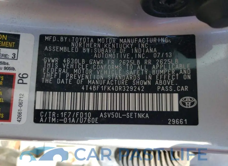 4T4BF1FK4DR329242# 10