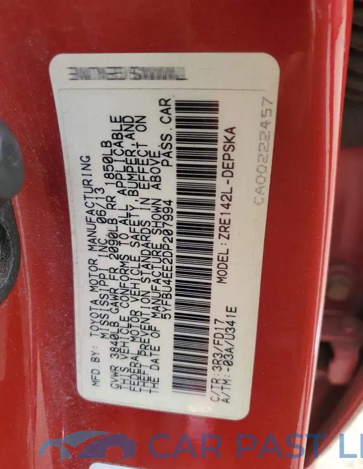 5YFBU4EE2DP207994# 10