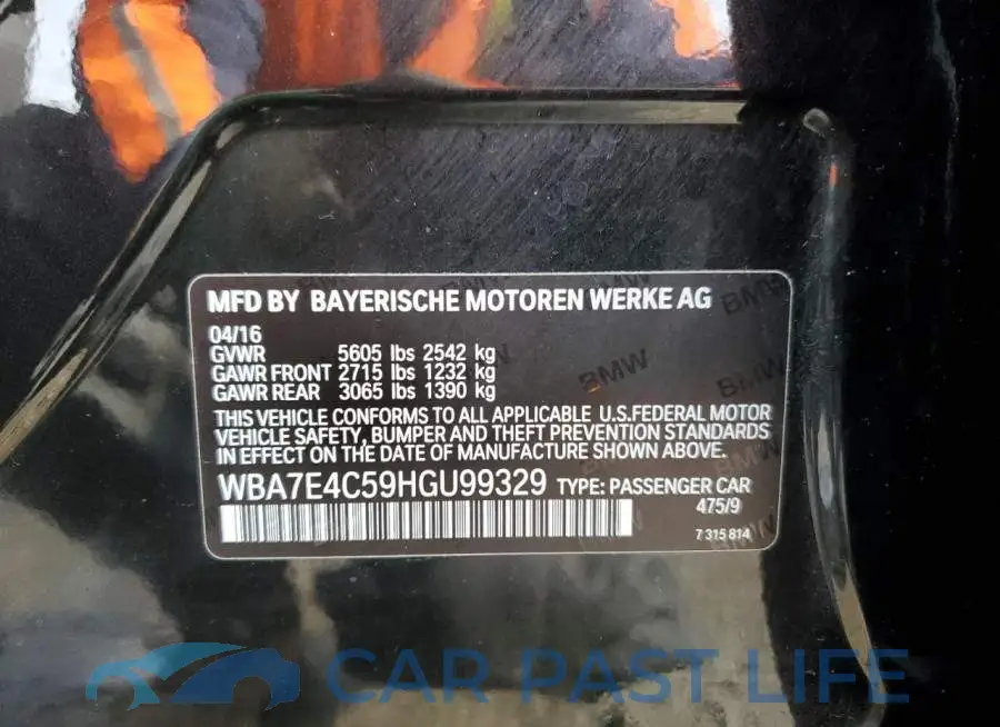 WBA7E4C59HGU99329# 10