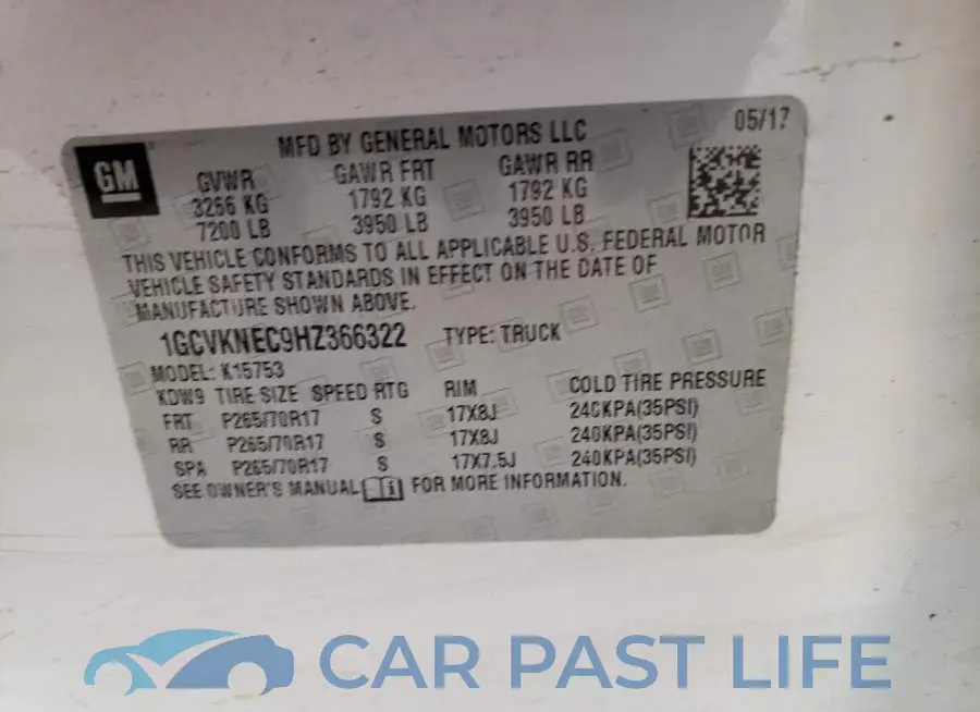 1GCVKNEC9HZ366322# 10
