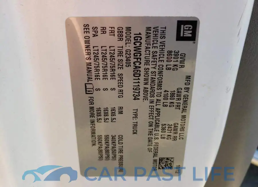 1GCWGFCA6D1119734# 10