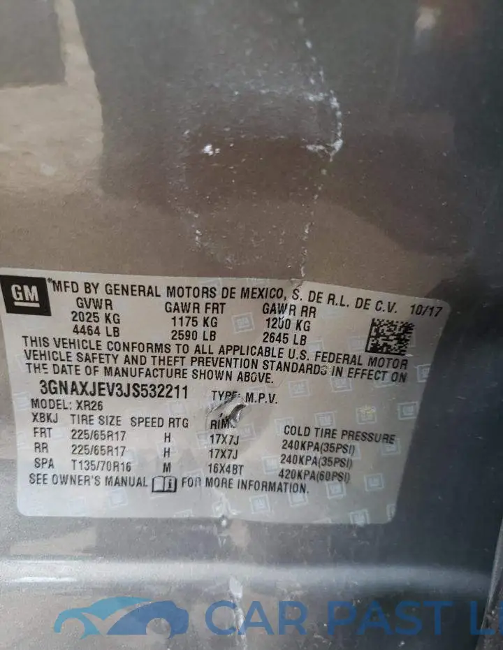 3GNAXJEV3JS532211# 10