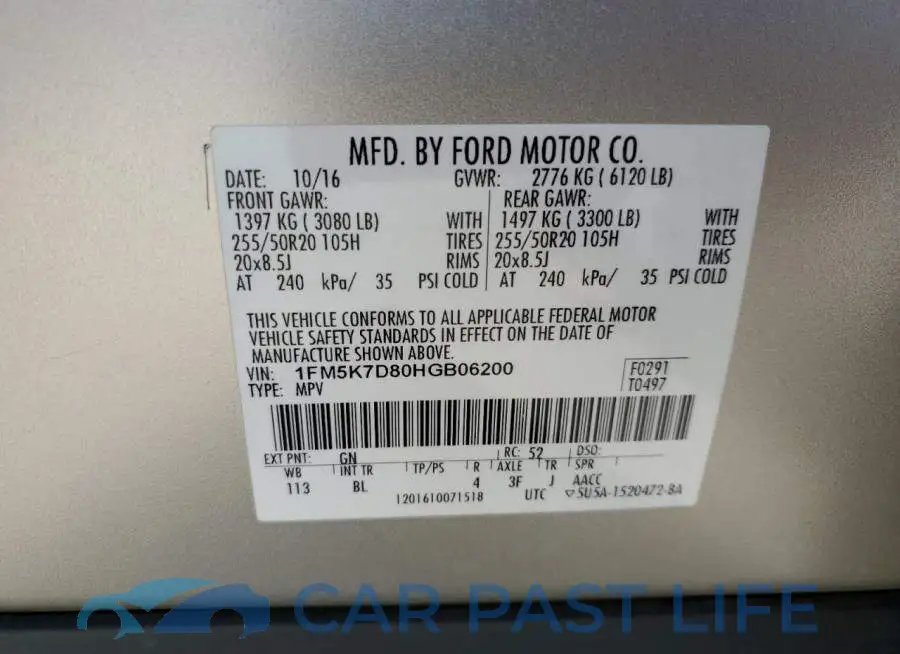 1FM5K7D80HGB06200# 10