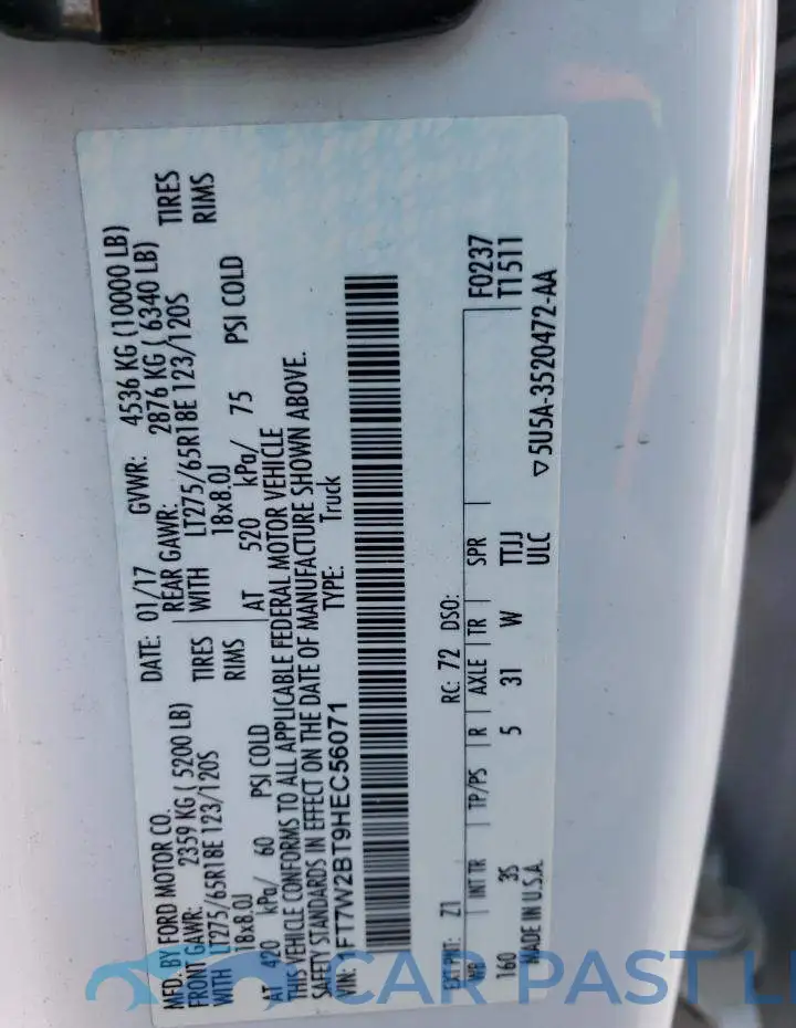 1FT7W2BT9HEC56071# 13